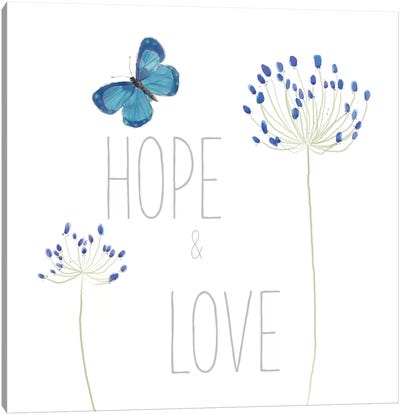 Hope And Love Canvas Art Print - Pure White