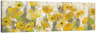 Floating Yellow Flowers I Canvas Art Print - 3-Piece Panoramic Art