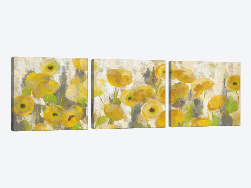 Floating Yellow Flowers I by Silvia Vassileva 3-piece Canvas Art
