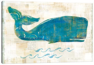 On The Waves I Canvas Art Print - Whale Art