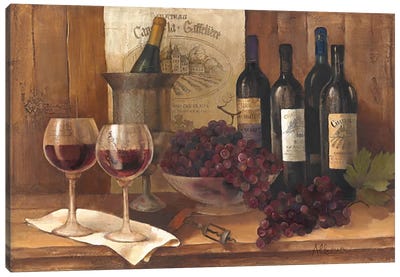 Vintage Wine Canvas Art Print - Drink & Beverage Art