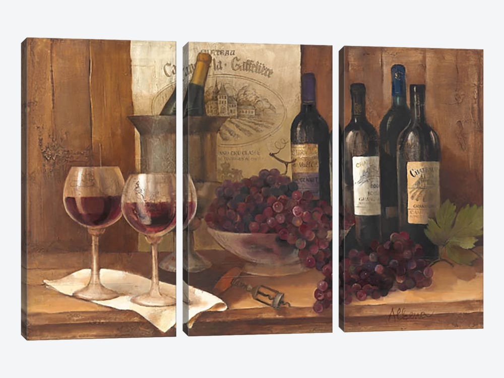 Vintage Wine by Albena Hristova 3-piece Canvas Wall Art