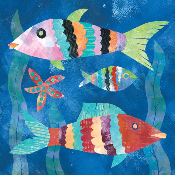 Kids Ocean Life Art: Boho Reef Fish I by Wild Apple Portfolio
