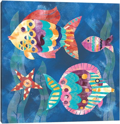 Boho Reef Fish II Canvas Art Print - Kids Nautical & Ocean Life Art