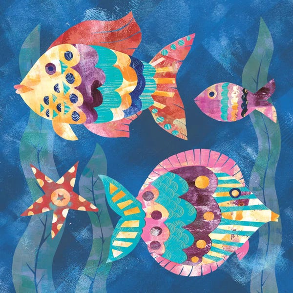Fish: Boho Reef Fish II by Wild Apple Portfolio