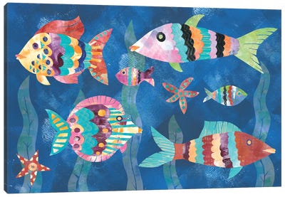 Boho Reef Fish III Canvas Art Print - Large Colorful Accents