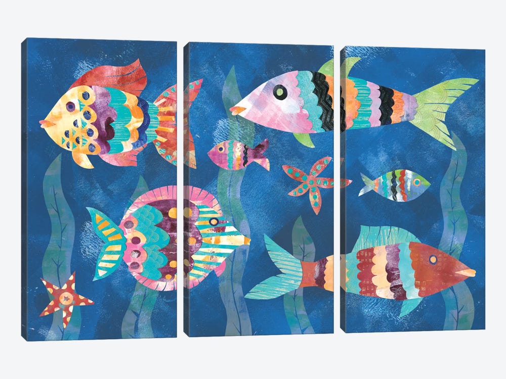 Boho Reef Fish III by Wild Apple Portfolio 3-piece Canvas Print