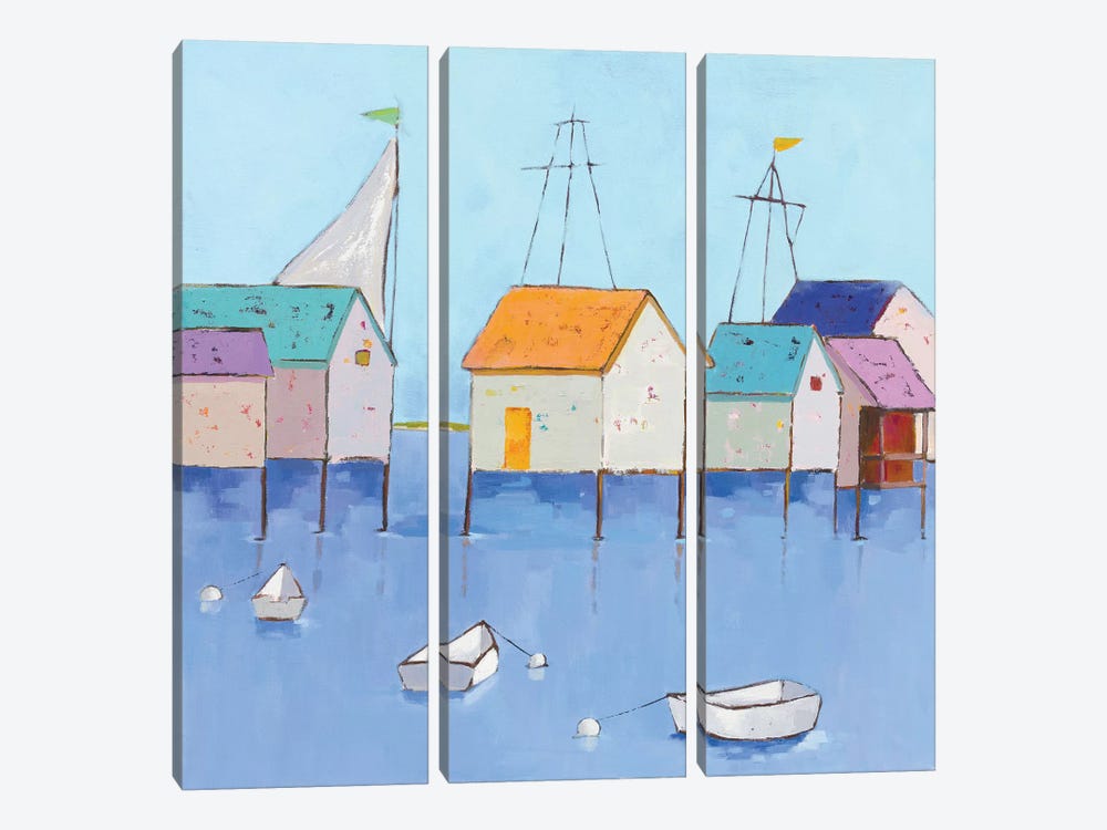 Boat House Row 3-piece Canvas Print