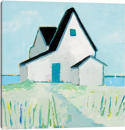 Cottage By The Sea Canvas Art Print - Phyllis Adams