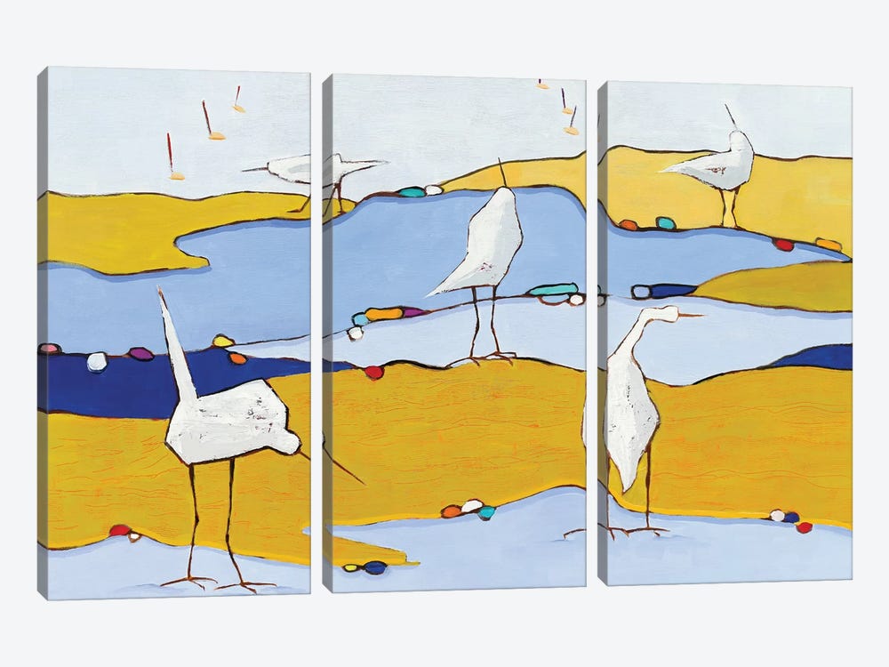 Marsh Egrets VI by Phyllis Adams 3-piece Canvas Art