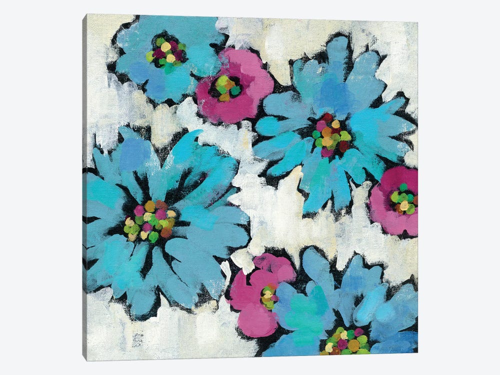 Graphic Pink And Blue Floral III by Silvia Vassileva 1-piece Canvas Art