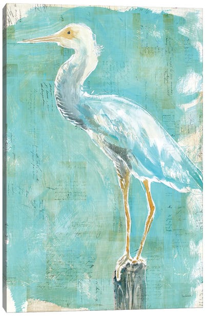 Coastal Egret II Canvas Art Print - Coastal Living Room Art