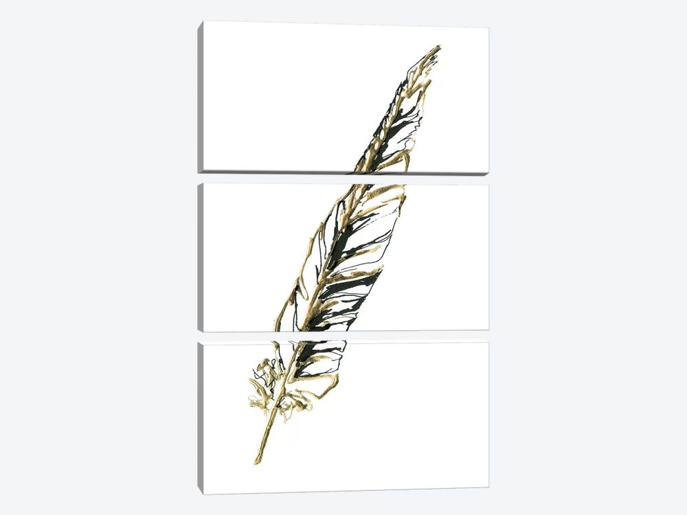 Gilded Swan Feather II 3-piece Canvas Print