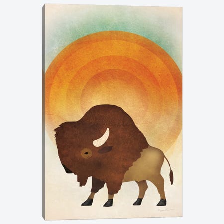 Blazing Sun Bison Canvas Print #WAC5881} by Ryan Fowler Canvas Artwork