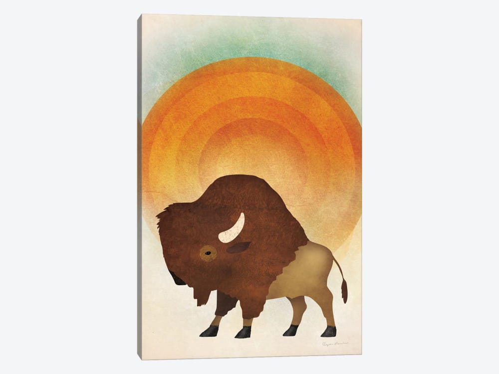 Blazing Sun Bison by Ryan Fowler 1-piece Canvas Art