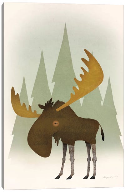 Forest Moose Canvas Art Print - Deer Art