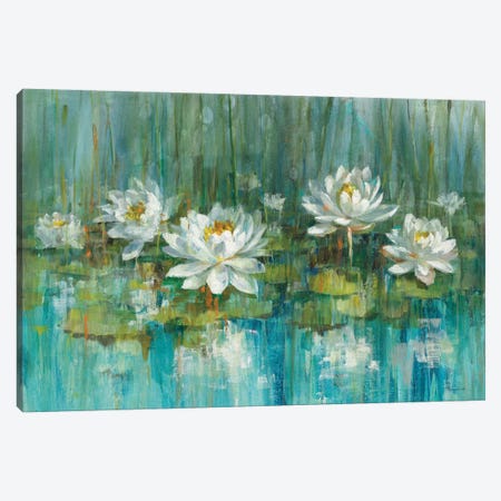 Water Lily Pond Canvas Print #WAC5892} by Danhui Nai Canvas Art Print