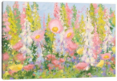 Garden Pastels I Canvas Art Print - Green & Pink Art