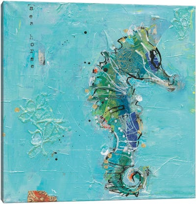 Little Seahorse Canvas Art Print - Kids Ocean Life Art
