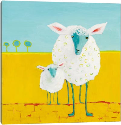Mama & Baby Sheep Canvas Art Print - Phyllis Adams