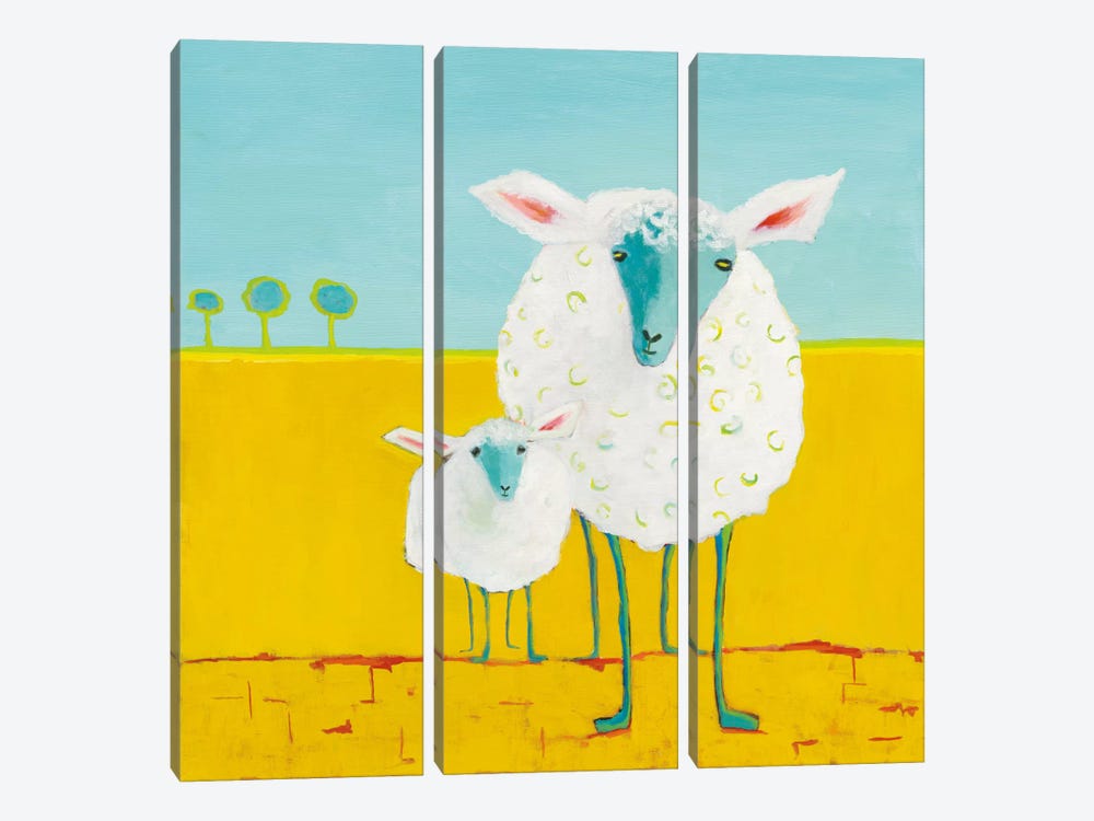 Mama & Baby Sheep by Phyllis Adams 3-piece Canvas Artwork