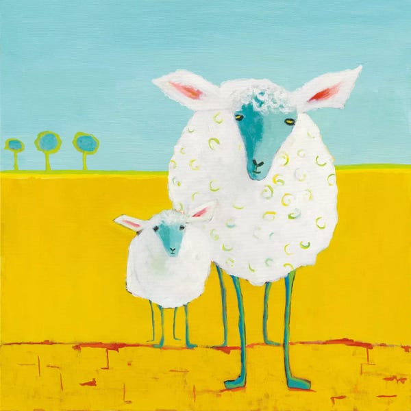 Phyllis Adams: Mama & Baby Sheep by Phyllis Adams