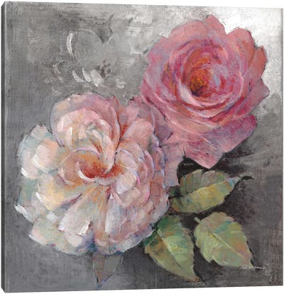 Roses On Gray I Canvas Art Print - Rose Art