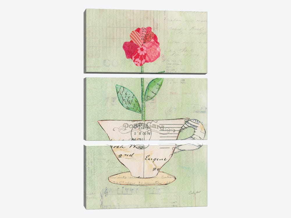 Teacup Floral I 3-piece Canvas Artwork