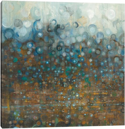 Blue And Bronze Dots Canvas Art Print - Circular Abstract Art