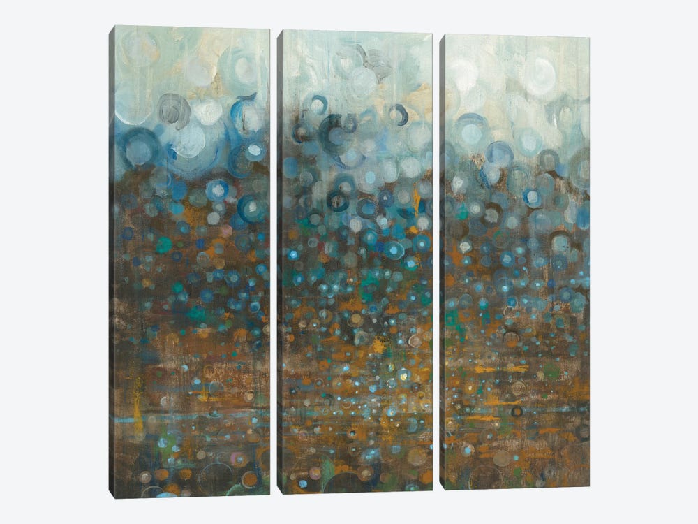 Blue And Bronze Dots by Danhui Nai 3-piece Canvas Print