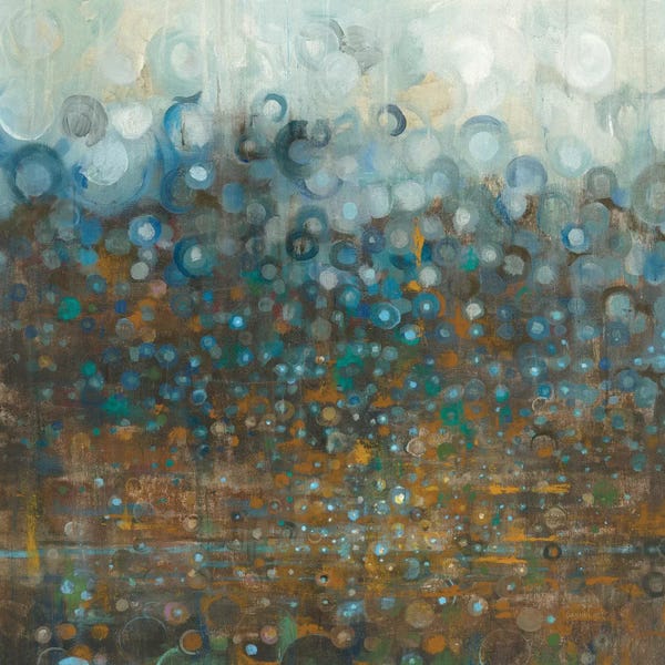 Geometric Patterns: Blue And Bronze Dots by Danhui Nai