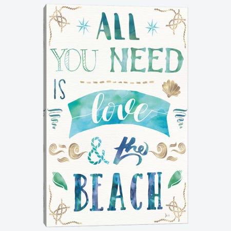 Love And The Beach I Canvas Print #WAC6079} by Jess Aiken Canvas Art Print