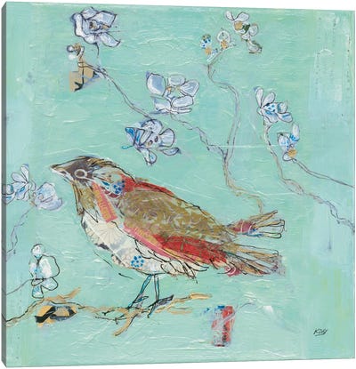 Aqua Bird Canvas Art Print - Kellie Day