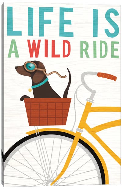 Dachshund Bicycle II Canvas Art Print - Funny Typography Art