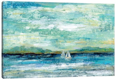 Calm Lake Canvas Art Print - Teal Art