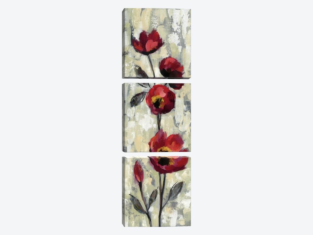 Simple Red Floral I by Silvia Vassileva 3-piece Canvas Art