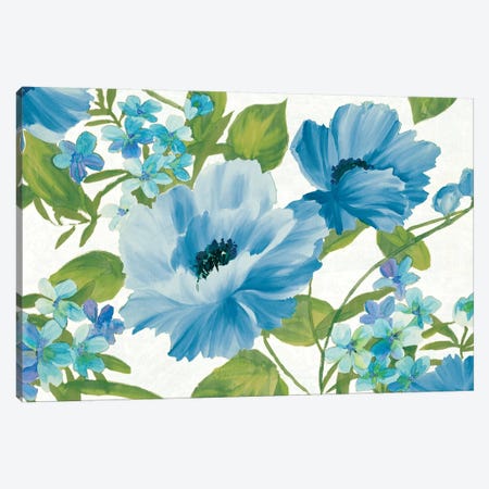 Blue Summer Poppies Canvas Print #WAC6332} by Wild Apple Portfolio Canvas Art