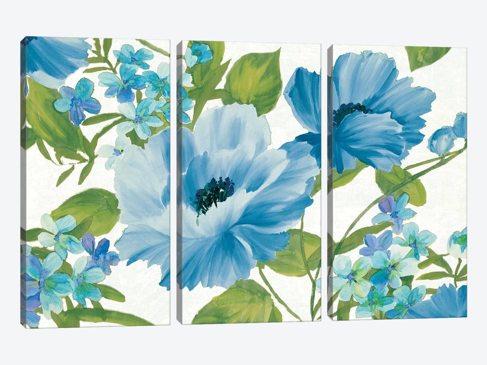 Blue Summer Poppies by Wild Apple Portfolio 3-piece Canvas Art Print