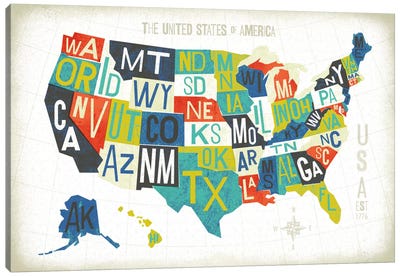 USA Canvas Art Print - USA Maps
