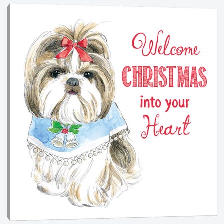 Christmas Glamour Pups II Canvas Print #WAC6463} by Beth Grove Canvas Artwork