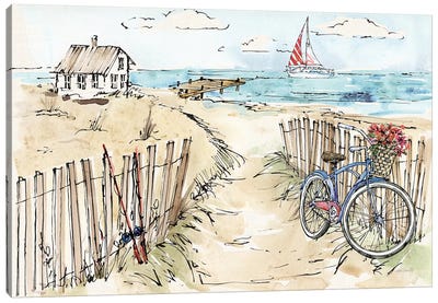Coastal Catch V Canvas Art Print - Coastal Sand Dune Art