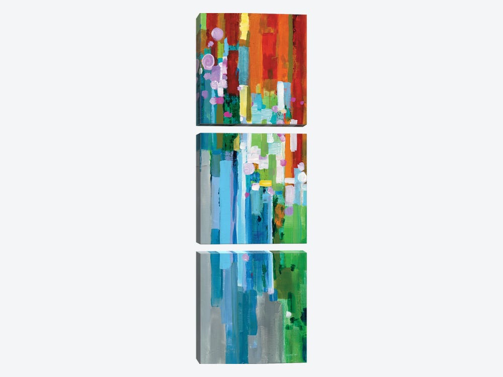 Rainbow Of Stripes Panel II by Danhui Nai 3-piece Canvas Print
