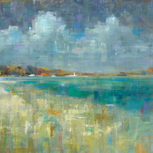 Teal Abstract Art: Sky And Sea by Danhui Nai