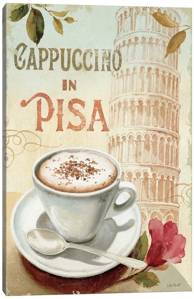 Cafe in Europe IV Canvas Art Print - Leaning Tower of Pisa
