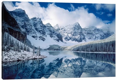 Moraine Lake Canvas Art Print - Mountains Scenic Photography