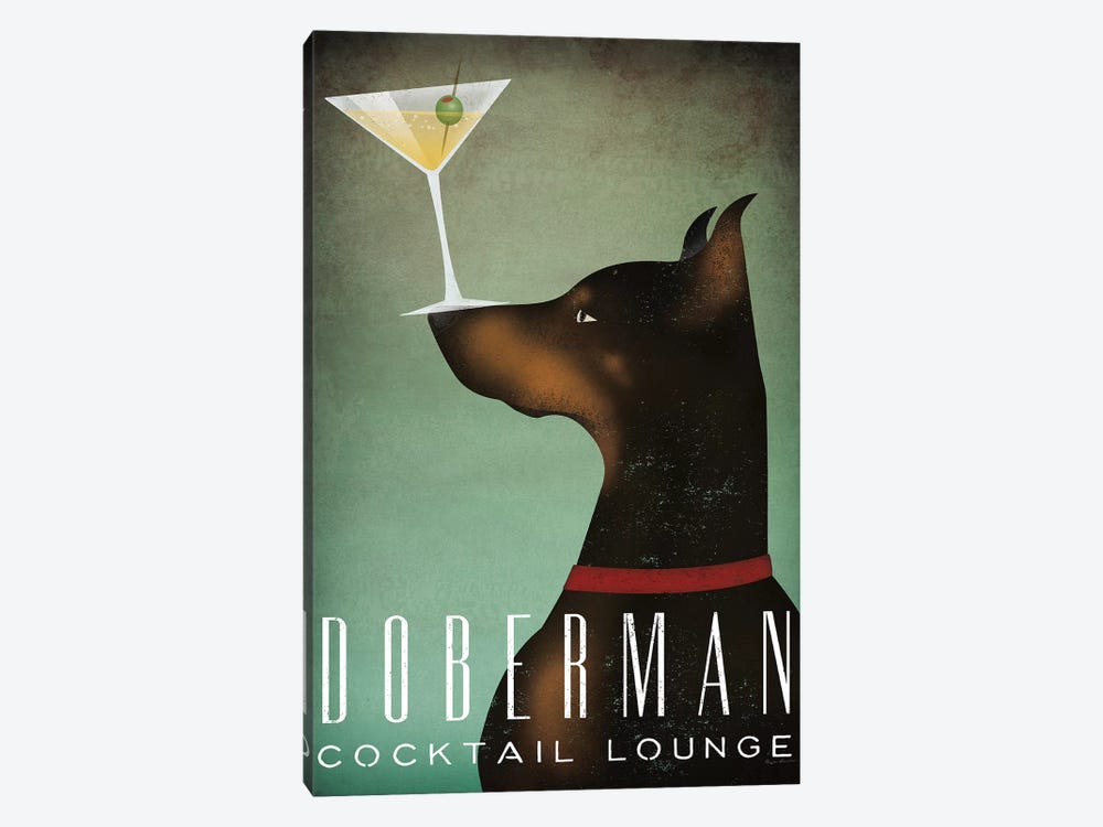 Doberman Cocktail Lounge by Ryan Fowler 1-piece Canvas Wall Art