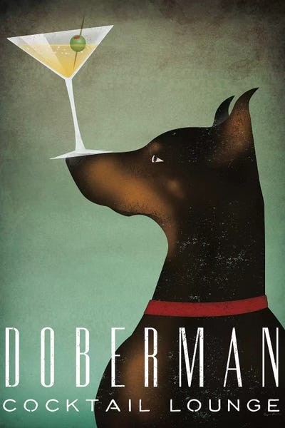 Doberman Pinschers: Doberman Cocktail Lounge by Ryan Fowler