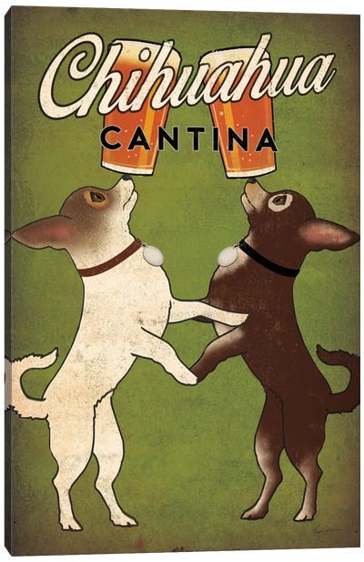 Chihuahua Cantina Canvas Art Print - Animal Typography