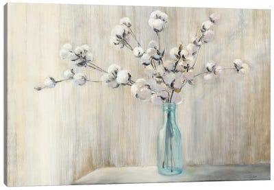Cotton Bouquet Canvas Art Print - Modern Farmhouse Living Room Art