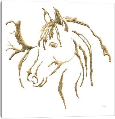 Gilded Mare On White Canvas Art Print